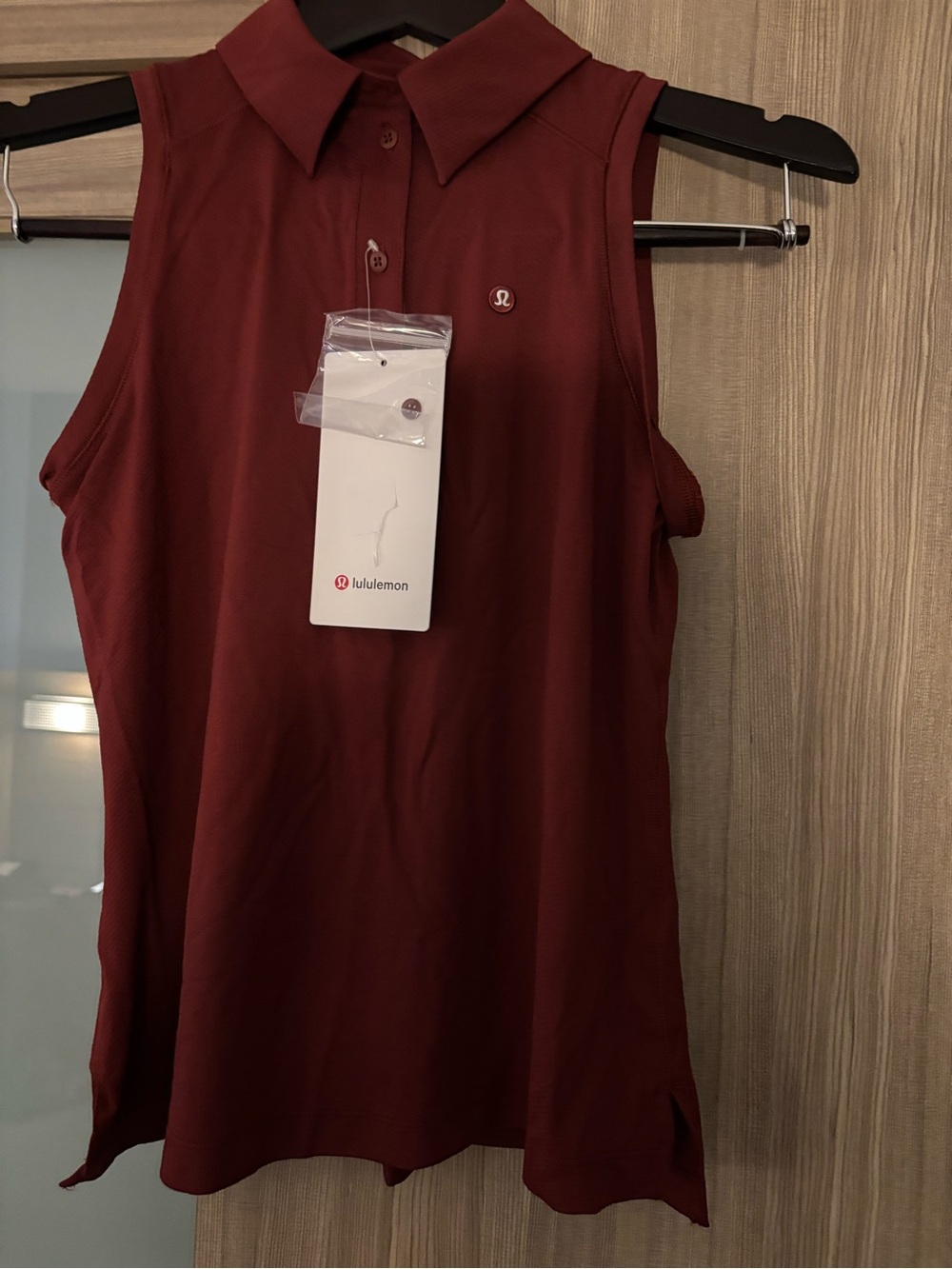 lululemon Quick Dry Sleeveless Polo Straight Hem Cranberry Charm